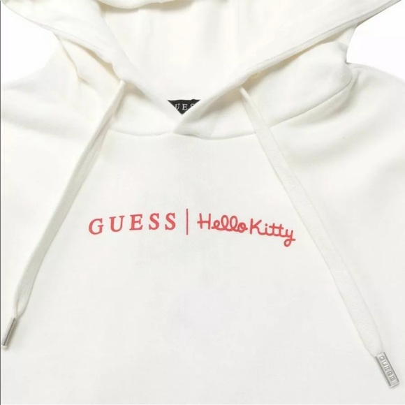 Guess Tops | Rare Hello Kitty Guess Pattern Logo Hoodie Medium | Color: Black/White | Size: M | Eatingcookies's Closet